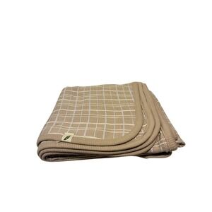 Easy Peasy Organic‎ Cotton Grid Pattern Baby Blanket Brown 30x26